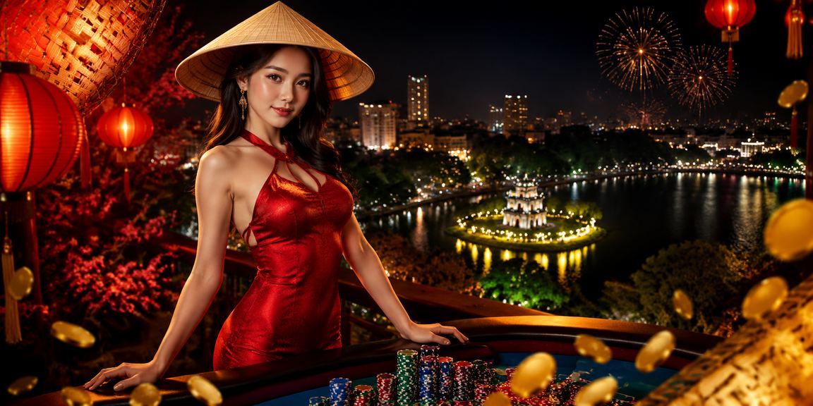 Người dùng Hà Nội kiểm tra hoàn trả tiền thưởng qua điện thoại bên cạnh nón lá truyền thống