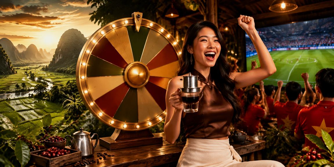 Khung cảnh Ninh Bình với ly cà phê Việt và không khí rút thăm may mắn trong buổi chiều thanh bình